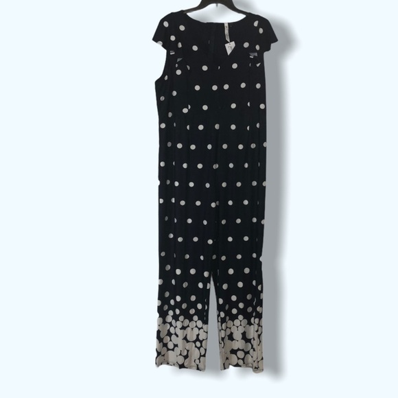 NWT NY Collection Navy Polka Dot Jumpsuit Sz 2XP - Picture 1 of 6